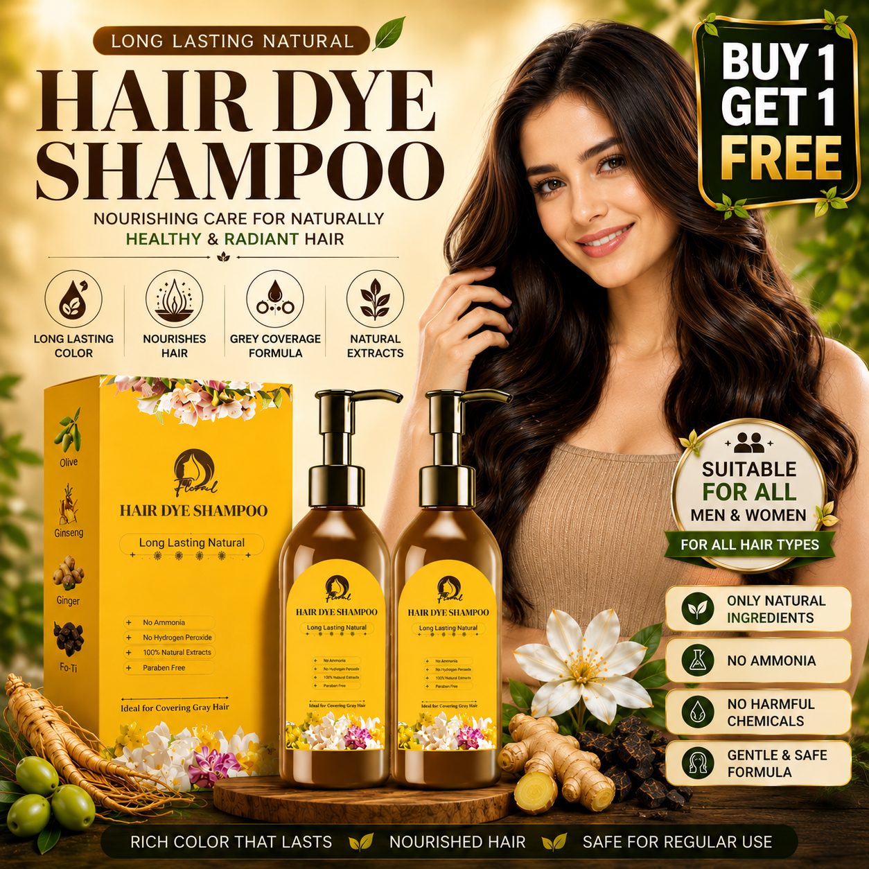 Japanese Long Lasting Natural Hair Dye Shampoo(BUY 1 GET 1 FREEš„)